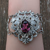 Gothic Sterling Silver Amethyst Fantasy Bracelet.  Vintage Amethyst bracelet.