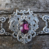 Gothic Sterling Silver Amethyst Fantasy Bracelet.  Vintage Amethyst bracelet.