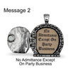 Lord of the Rings Jewelry Hobbit Door Locket Necklace with Tolkien quote Message 2, No Admittance Except on Party Business