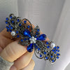 Swarovski Cobalt Blue Floral Crystal Hair Clips, Fancy Hair Barrettes, Bridal Hair Accessories, Hair Barrettes for Thick Hair, Vintage Jewelry, Wedding Jewelry, Elven Jewelry