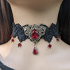 Gothic Red Choker Necklace made with Swarovski Crystals