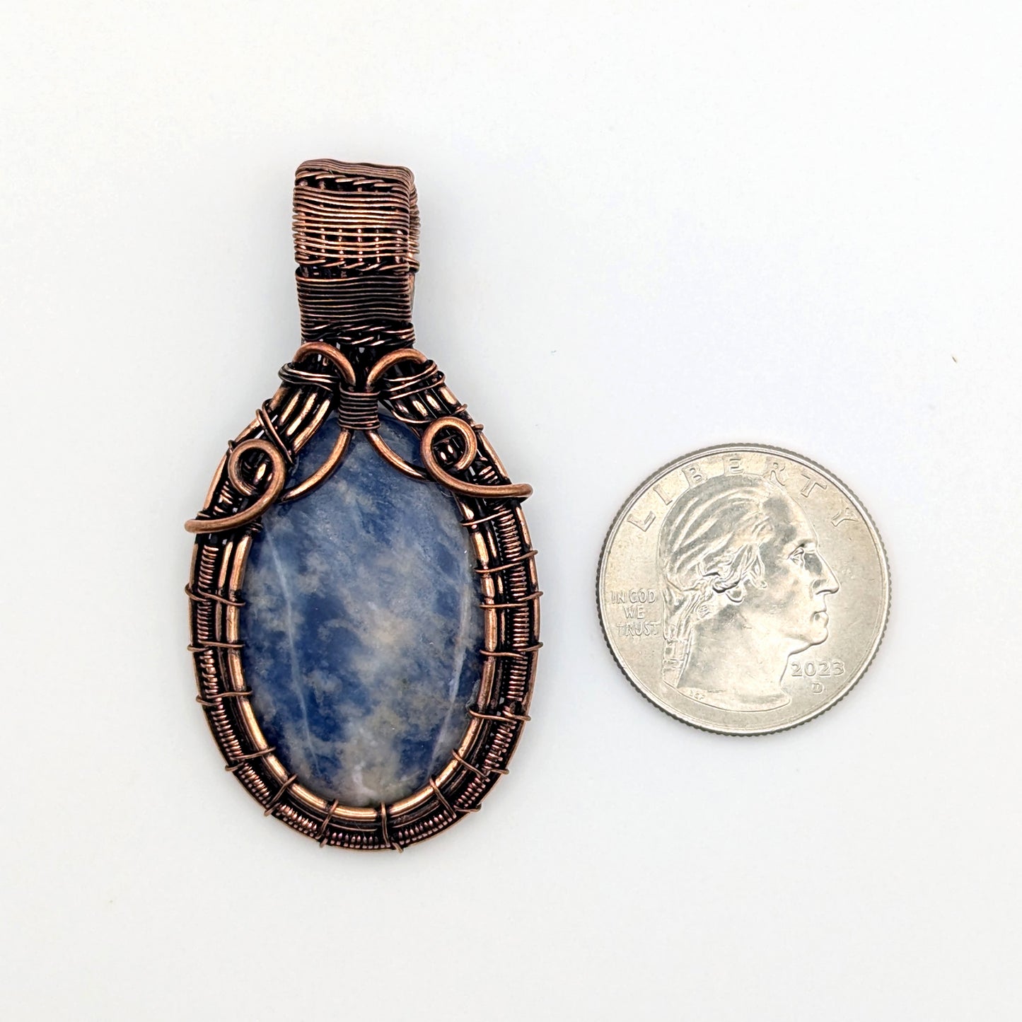 Blue Sodalite Copper Wire Wrapped Stone Pendant, Wire Wrapped Jewelry