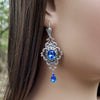 Vintage Sterling Silver Sapphire earrings Bridal jewelry made with Swarovski crystals. Wedding Jewelry Set. Bridal jewelry jewelry