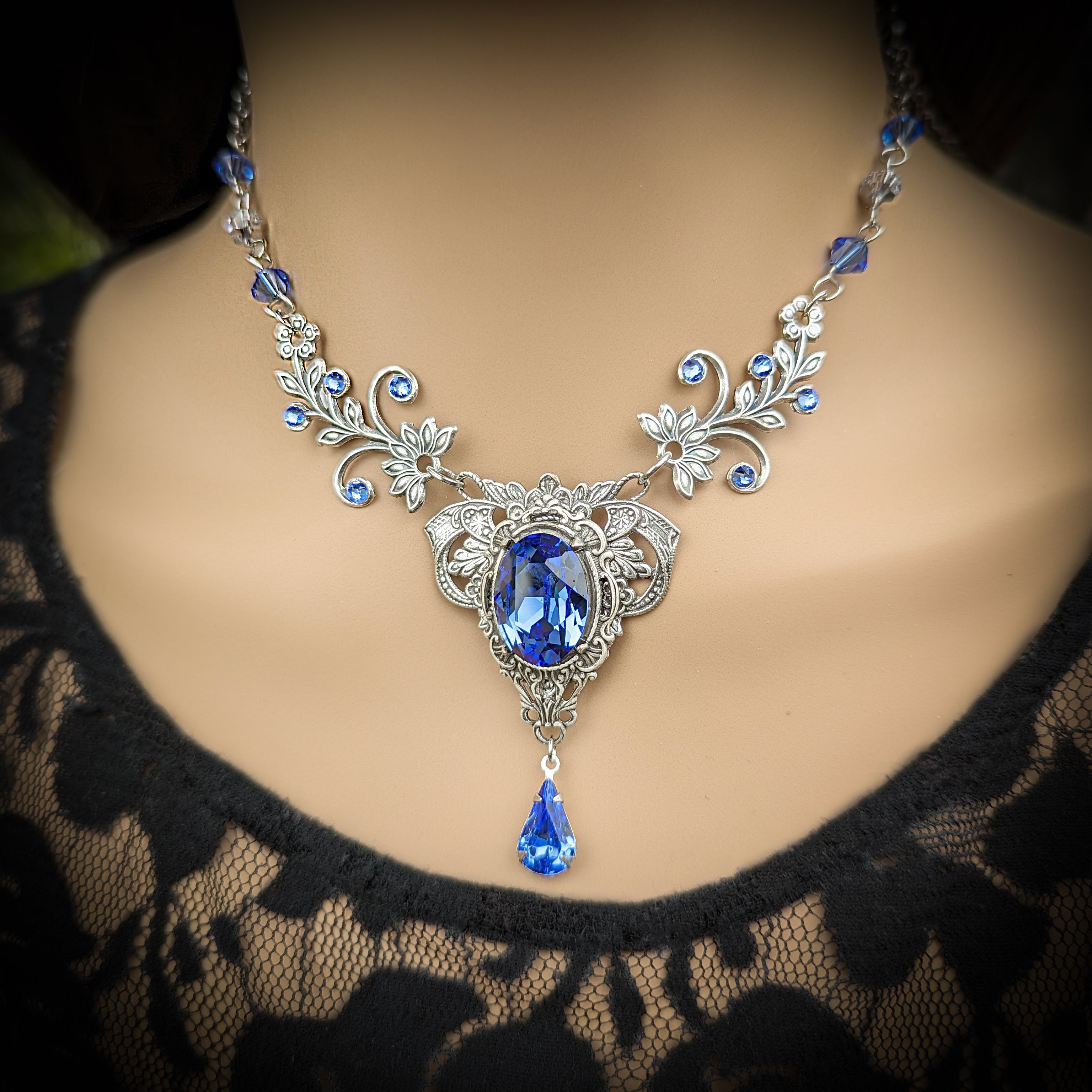 Sapphire wedding necklace deals
