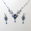 Vintage Sterling Silver Sapphire necklace Bridal jewelry made with Swarovski crystals. Wedding Jewelry Set. Bridal jewelry jewelry