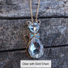 Stylish Crystal Cat Necklace with Many Color Options, Cat Jewelry, Cat Pendant
