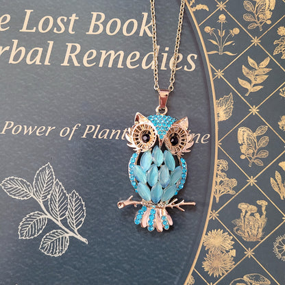 Pink, Blue and Champagne Owl Necklaces – Animal Jewelry