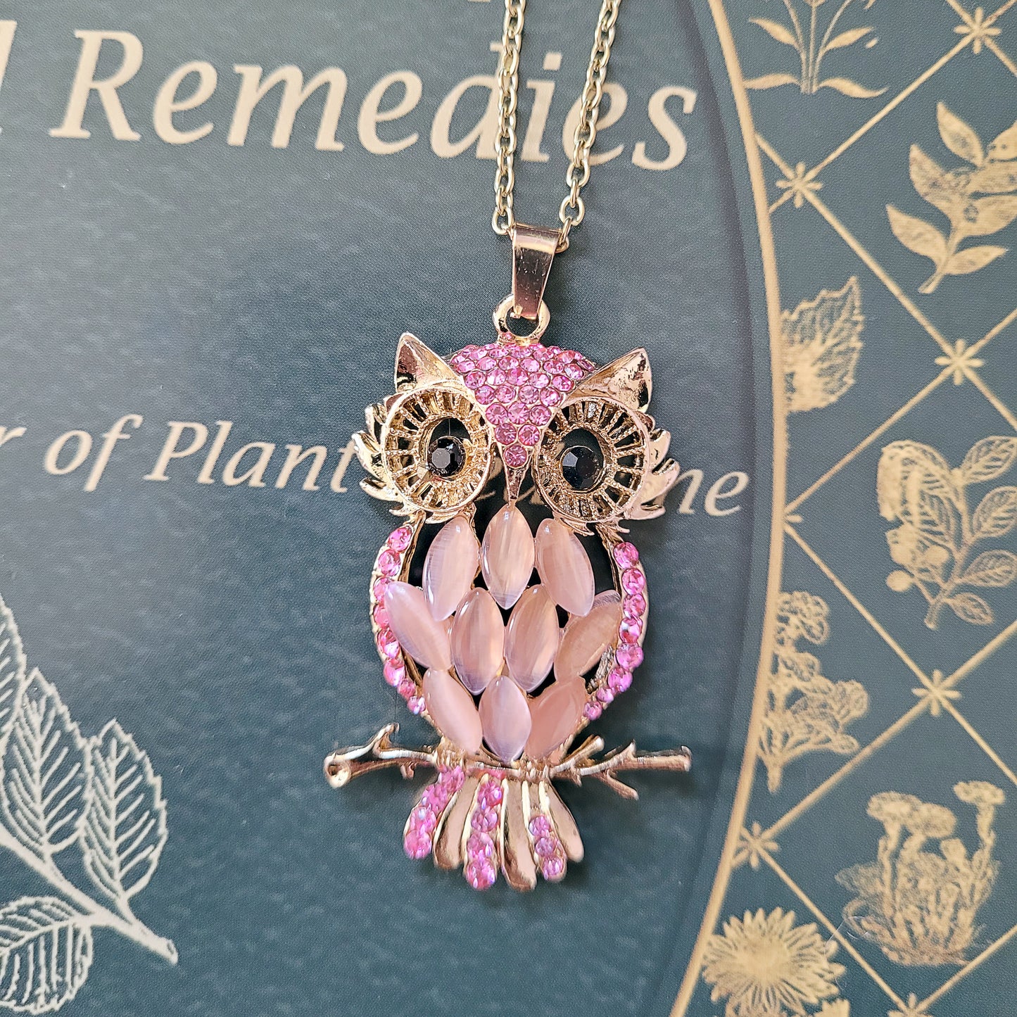 Pink, Blue and Champagne Owl Necklaces – Animal Jewelry