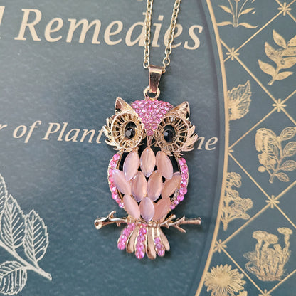 Pink, Blue and Champagne Owl Necklaces – Animal Jewelry