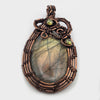 Labradorite Moonstone Wire Wrapped Stone Pendant with CZ Crystal Accents, Labradorite Jewelry