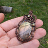 Labradorite Moonstone Wire Wrapped Stone Pendant with CZ Crystal Accents, Labradorite Jewelry