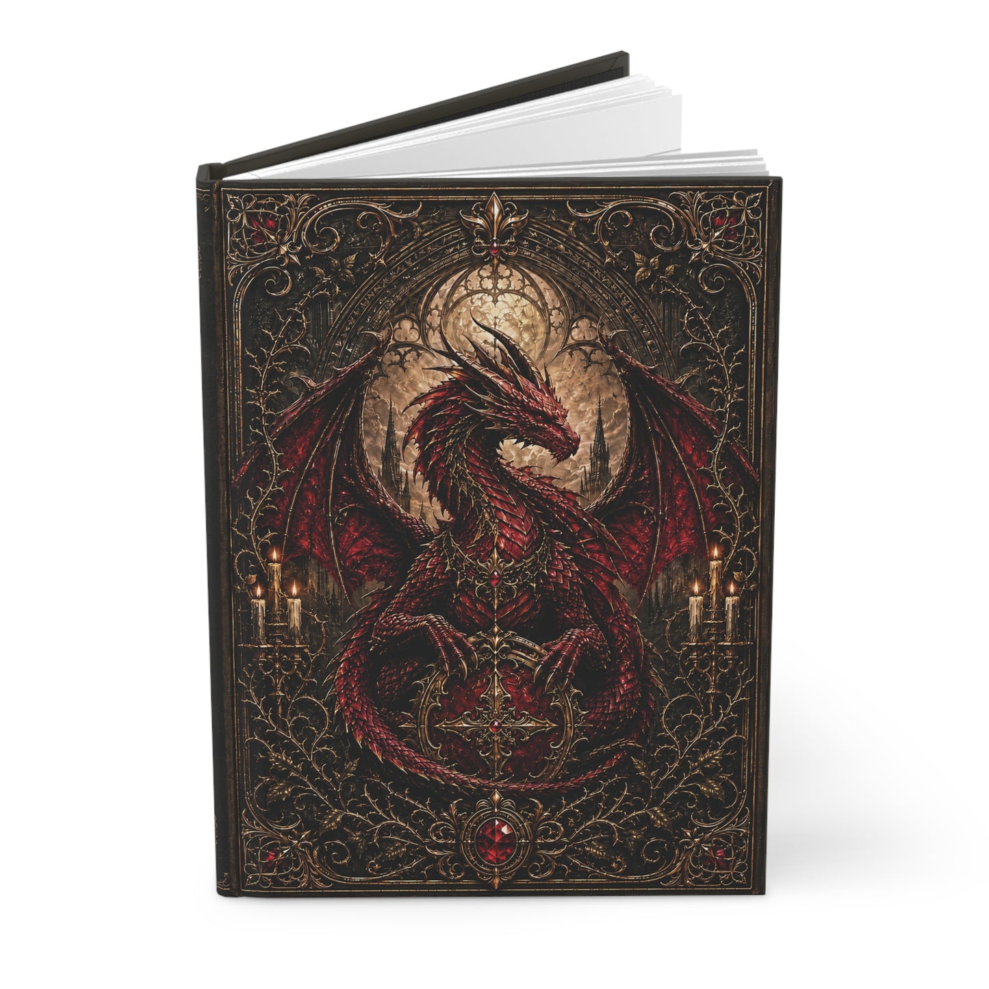 Gothic Red Dragon Hardcover Journal – Fantasy Dragon Notebook