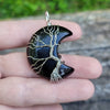 Black Obsidian Stone Wire Wrapped Crescent Moon Necklace,  Healing Stones, Gothic Jewelry