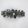 Black Diamond Floral Crystal Hair Clips, Fancy Hair Barrettes, Bridal Hair Accessories, Hair Barrettes for Thick Hair