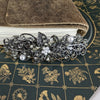 Black Diamond Floral Crystal Hair Clips, Fancy Hair Barrettes, Bridal Hair Accessories, Hair Barrettes for Thick Hair