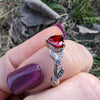 CZ Red Garnet Heart Shaped Engagement Rings in White or Rose Gold, Promise Ring, January Birthstone Ring