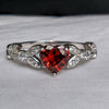 CZ Red Garnet Heart Shaped Engagement Rings in White or Rose Gold, Promise Ring, January Birthstone Ring