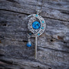 Handmade Magical fantasy moon key necklace with high quality blue crystals.  Magical jewelry.  Fantasy jewelry.