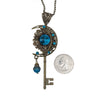 Handmade Magical fantasy moon key necklace with high quality blue crystals.  Magical jewelry.  Fantasy jewelry.