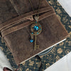 Handmade Magical fantasy moon key necklace with high quality blue crystals.  Magical jewelry.  Fantasy jewelry.