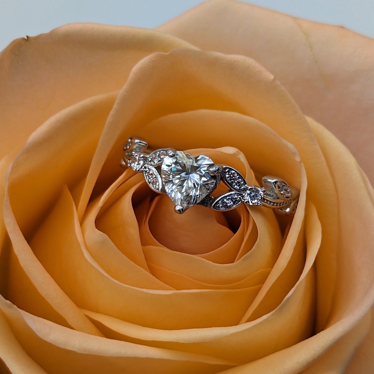 Heart Shaped Moissanite Diamond Engagement Rings in White Gold and Rose Gold, GRA Certified, Wedding Jewelry, Bridal Jewelry Jewelry