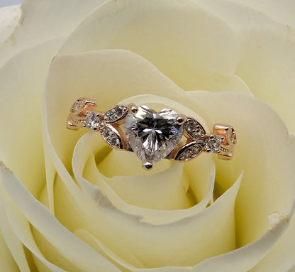 Heart Shaped Moissanite Diamond Engagement Rings in White Gold and Rose Gold, GRA Certified, Wedding Jewelry, Bridal Jewelry Jewelry