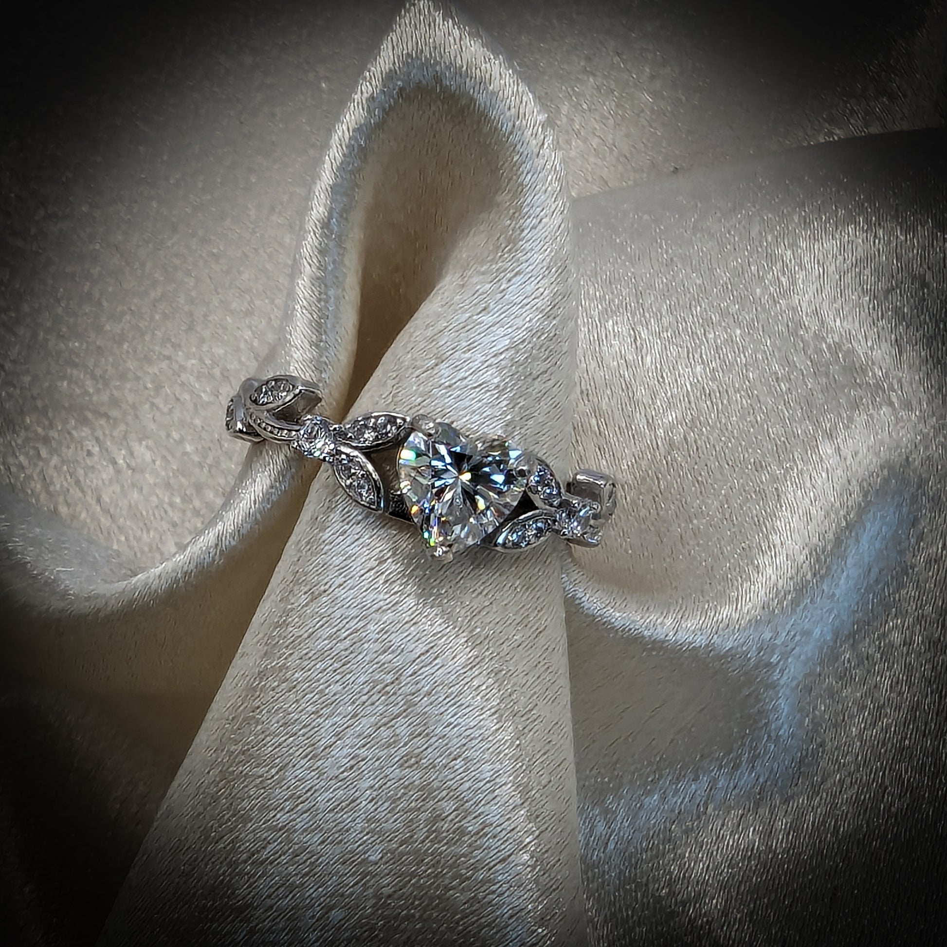 Heart Shaped White Gold Moissanite Engagement rings with Moissanite diamond stone. Wedding jewelry. Bridal Jewelry Jewelry
