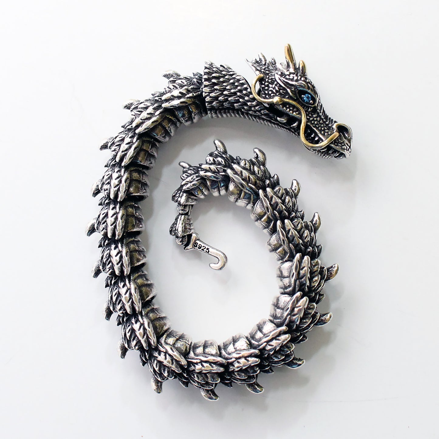 handmade steel dragon bracelet