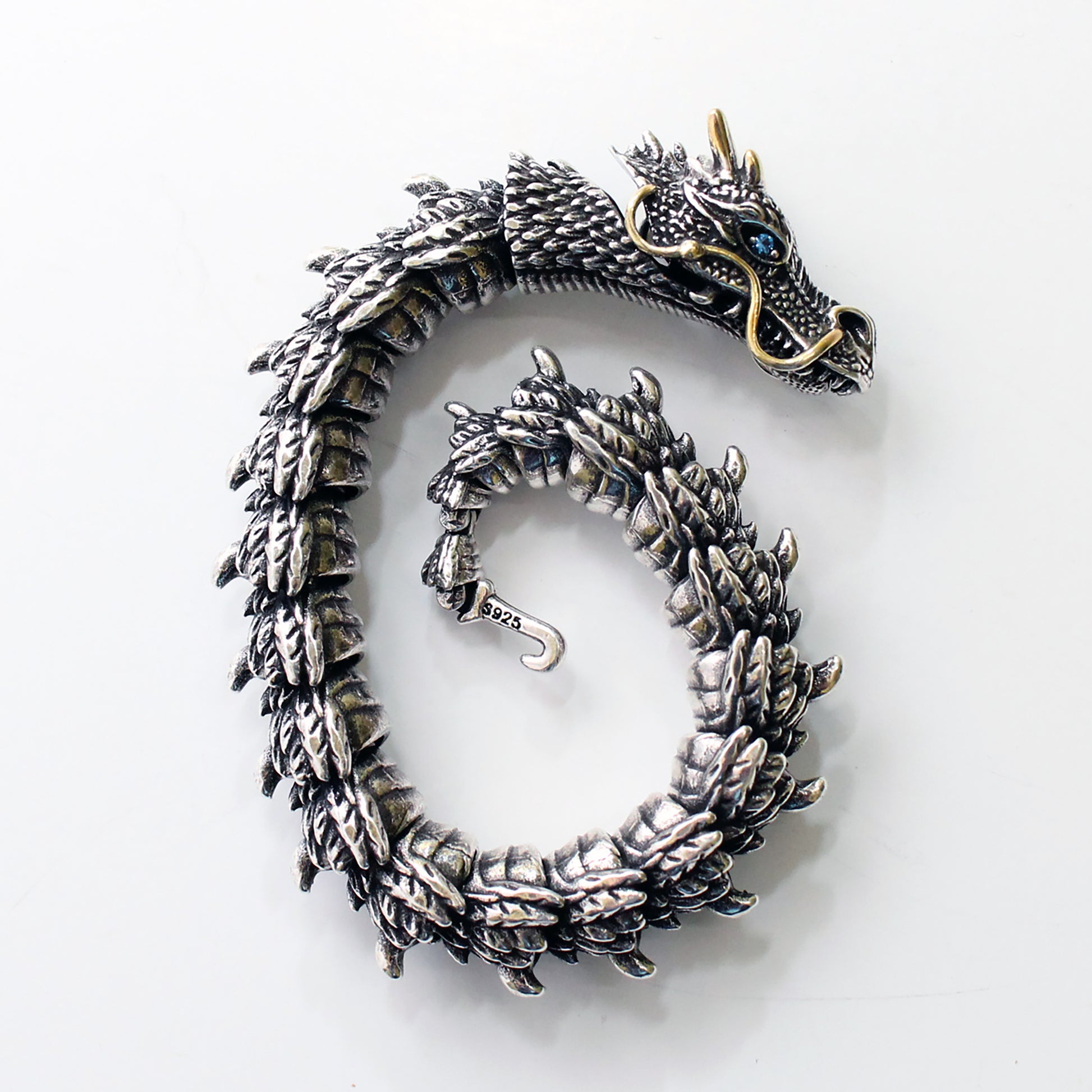handmade steel dragon bracelet