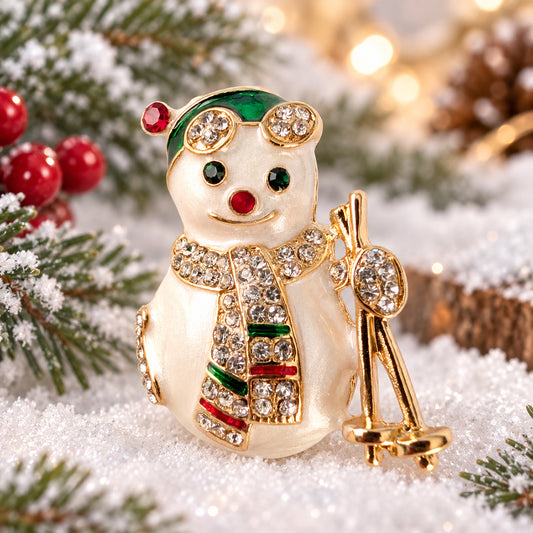 snowman holiday christmas brooch pin