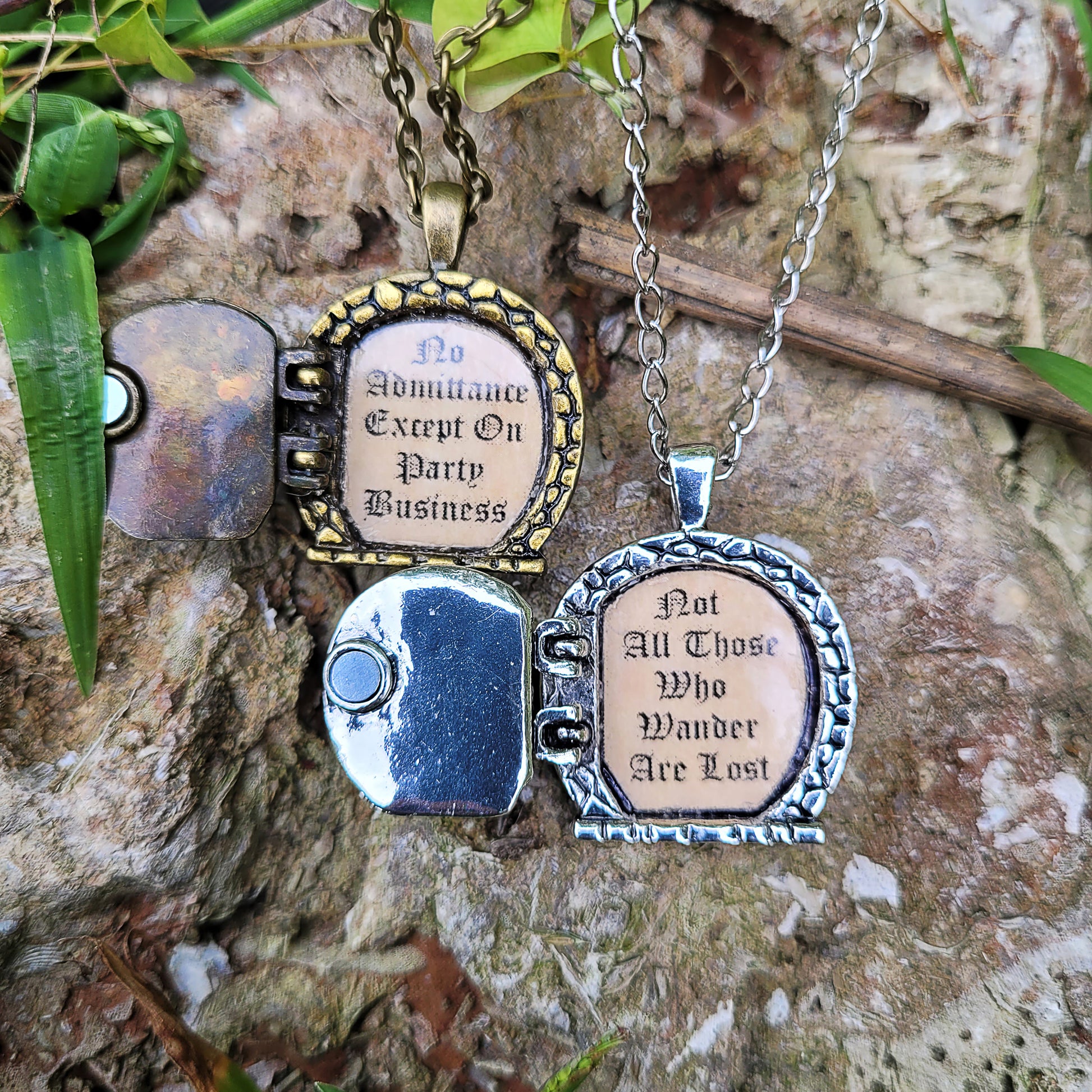 Lord of the Rings Jewelry Hobbit Door Locket Necklace with Tolkien quote Inside, LOTR Jewelry, Not All Those Who Wander Are Lost