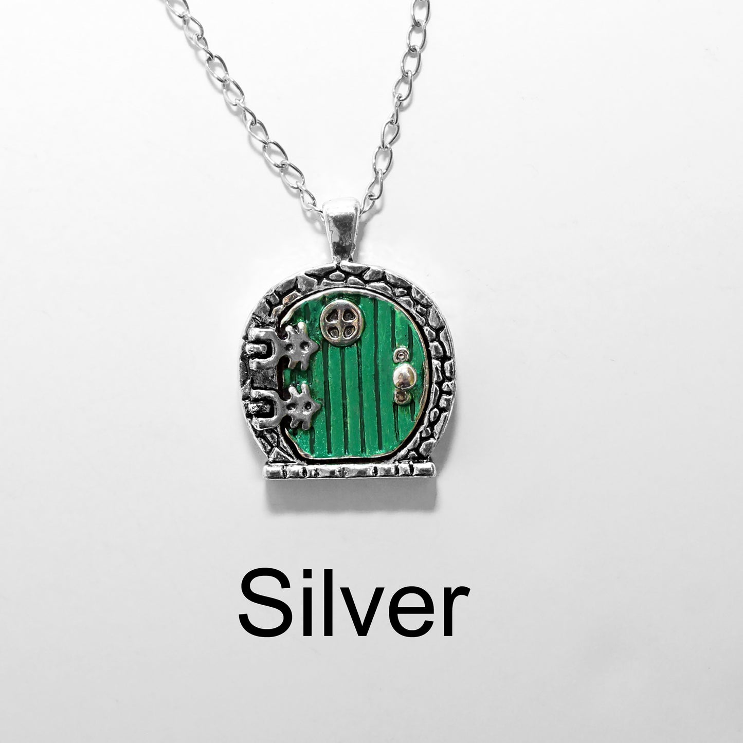 Lord of the Rings Jewelry Hobbit Door in silver color.