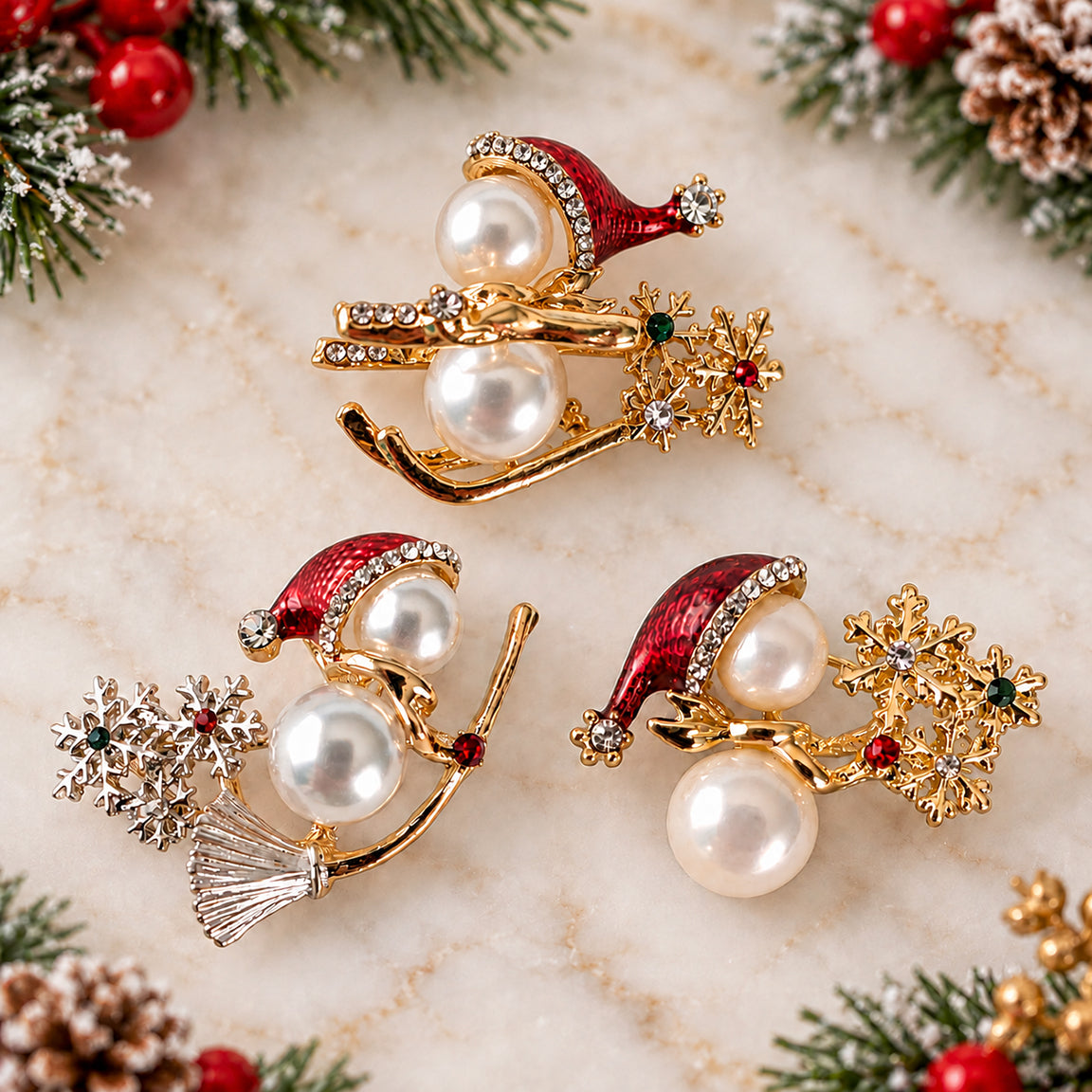 Snowman holiday Christmas brooch