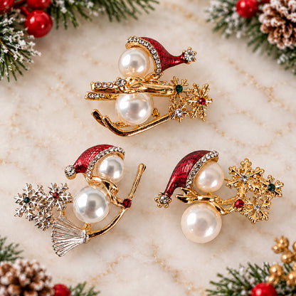 Snowman holiday Christmas brooch