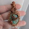 Natural Turquoise Wire Wrapped Stone Pendant with CZ crystal accents, Wire Wrapped Jewelry, Turquoise Stone Necklace
