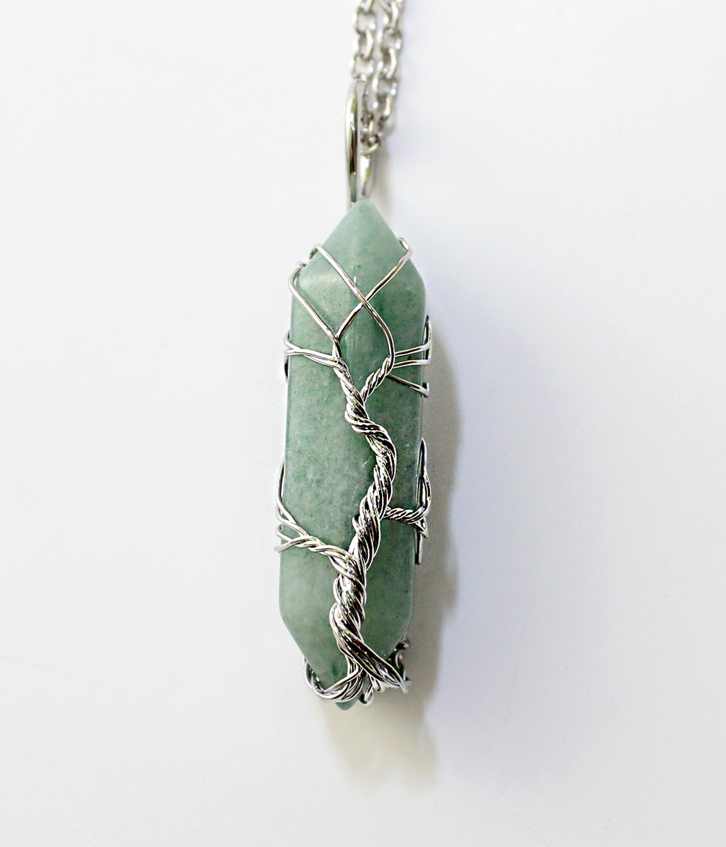 Natural Green Aventurine Stone tree of life wire wrapped necklace, Healing Stones, Wire wrapped jewelry