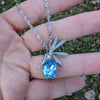 Sterling Silver Fairy Pendant with Swarovski Aquamarine Crystal, Fantasy Jewelry