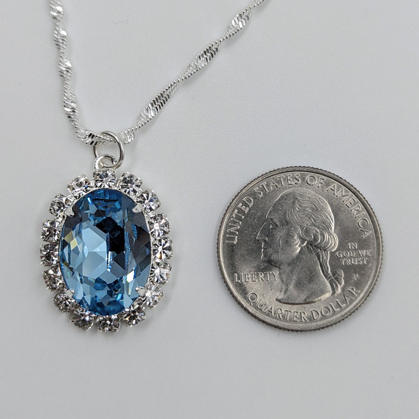 Aquamarine Swarovski Crystal Necklace and Earring Set, Bridal Jewelry Set, Wedding Jewelry
