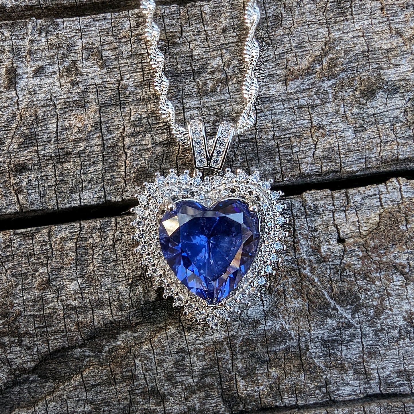 Classy Sterling Silver Tanzanite Heart Necklace and Earring Set, Tanzanite Jewelry, Heart Jewelry, Bridal Jewelry Gift, December Birthstone