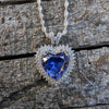 Classy Sterling Silver Tanzanite Heart Necklace and Earring Set, Tanzanite Jewelry, Heart Jewelry, Bridal Jewelry Gift, December Birthstone