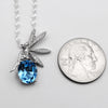 Sterling Silver Fairy Pendant with Swarovski Aquamarine Crystal, Fantasy Jewelry