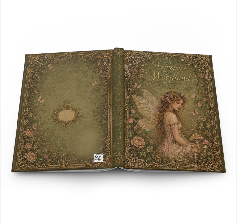 Decorative Fantasy jpurnal book with fairy illustration on a white background