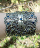 Sterling Silver Plated Dragonfly Cuff Bracelet with Sapphire Swarovski Crystals