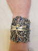Sterling Silver Plated Dragonfly Cuff Bracelet with Sapphire Swarovski Crystals