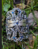 Sterling Silver Plated Dragonfly Cuff Bracelet with Sapphire Swarovski Crystals