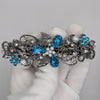 Swarovski Aquamarine Floral Crystal Hair Clips, Fancy Hair Barrettes, Bridal Hair Accessories, Hair Barrettes for Thick Hair, Vintage Jewelry, Elven Jewelry, Wedding Jewelry