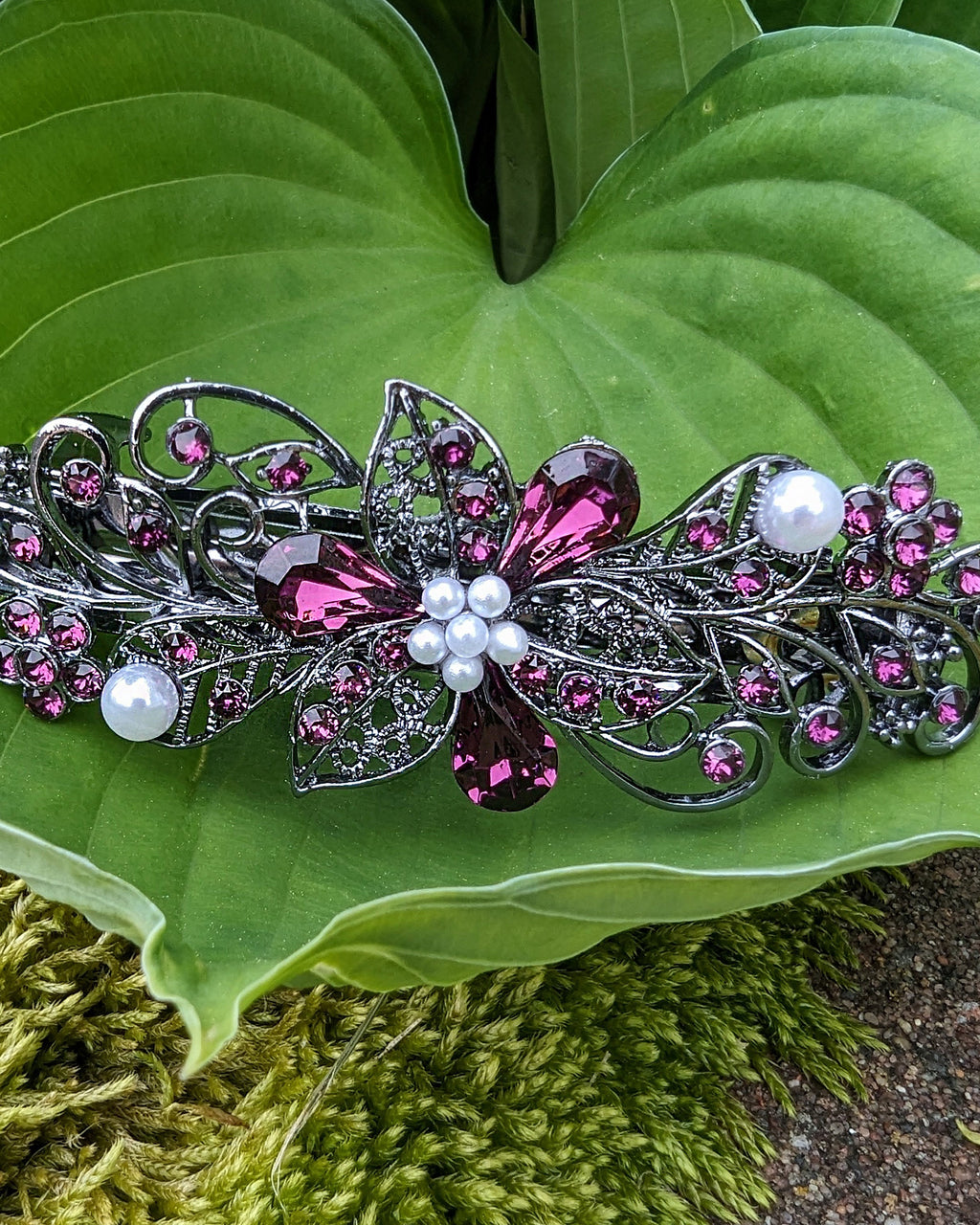 High Quality Swarovski Purple Amethyst Floral Crystal Hair  display picture 1