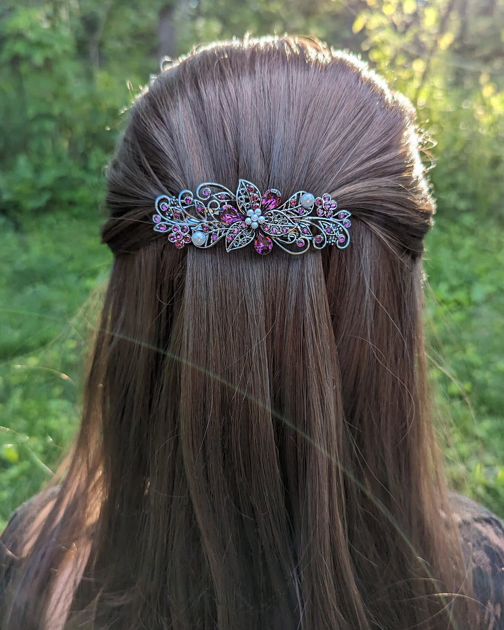 High Quality Swarovski Purple Amethyst Floral Crystal Hair  display picture 3