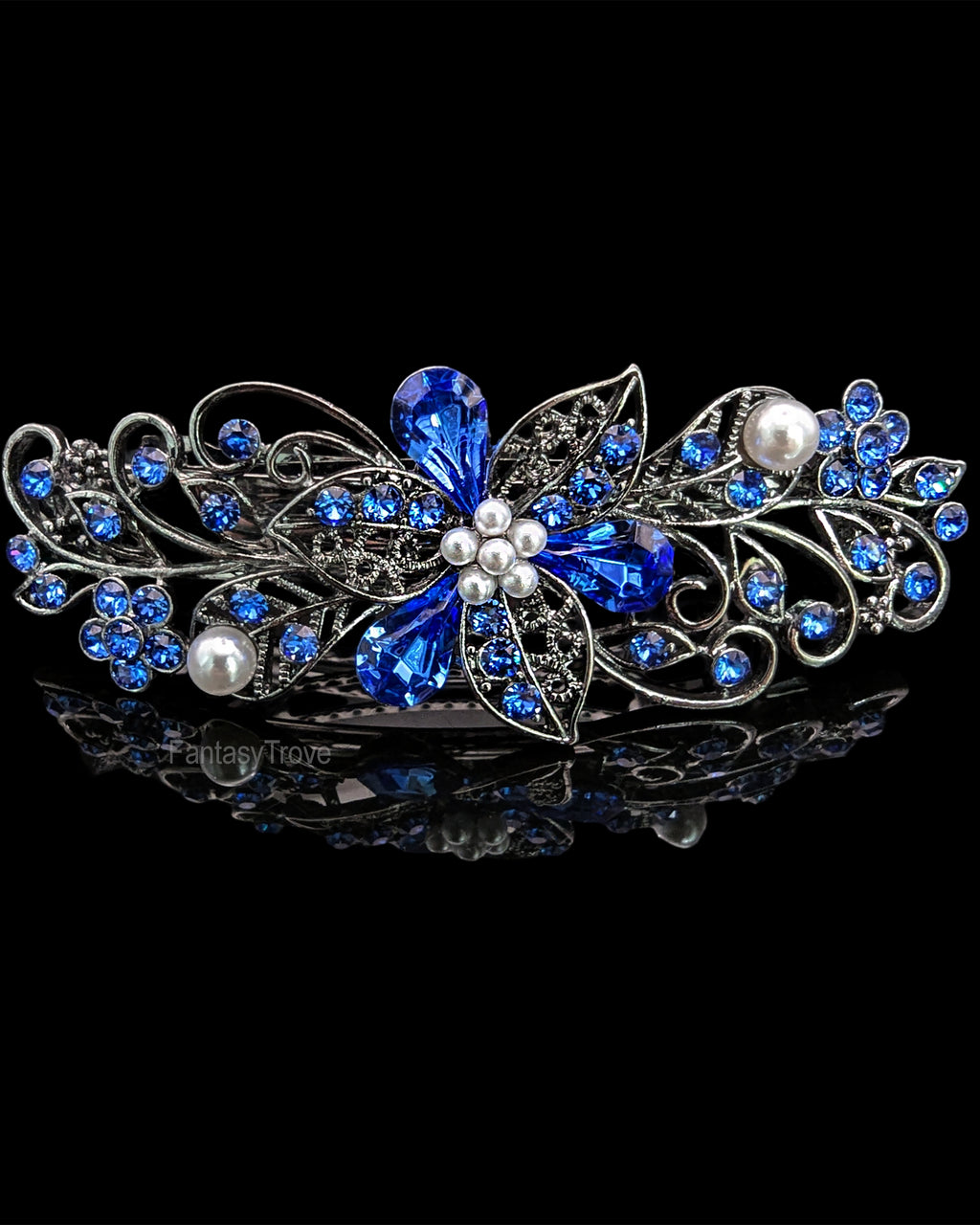 Swarovski Sapphire Blue Floral Crystal Hair Clips, Fancy  display picture 3
