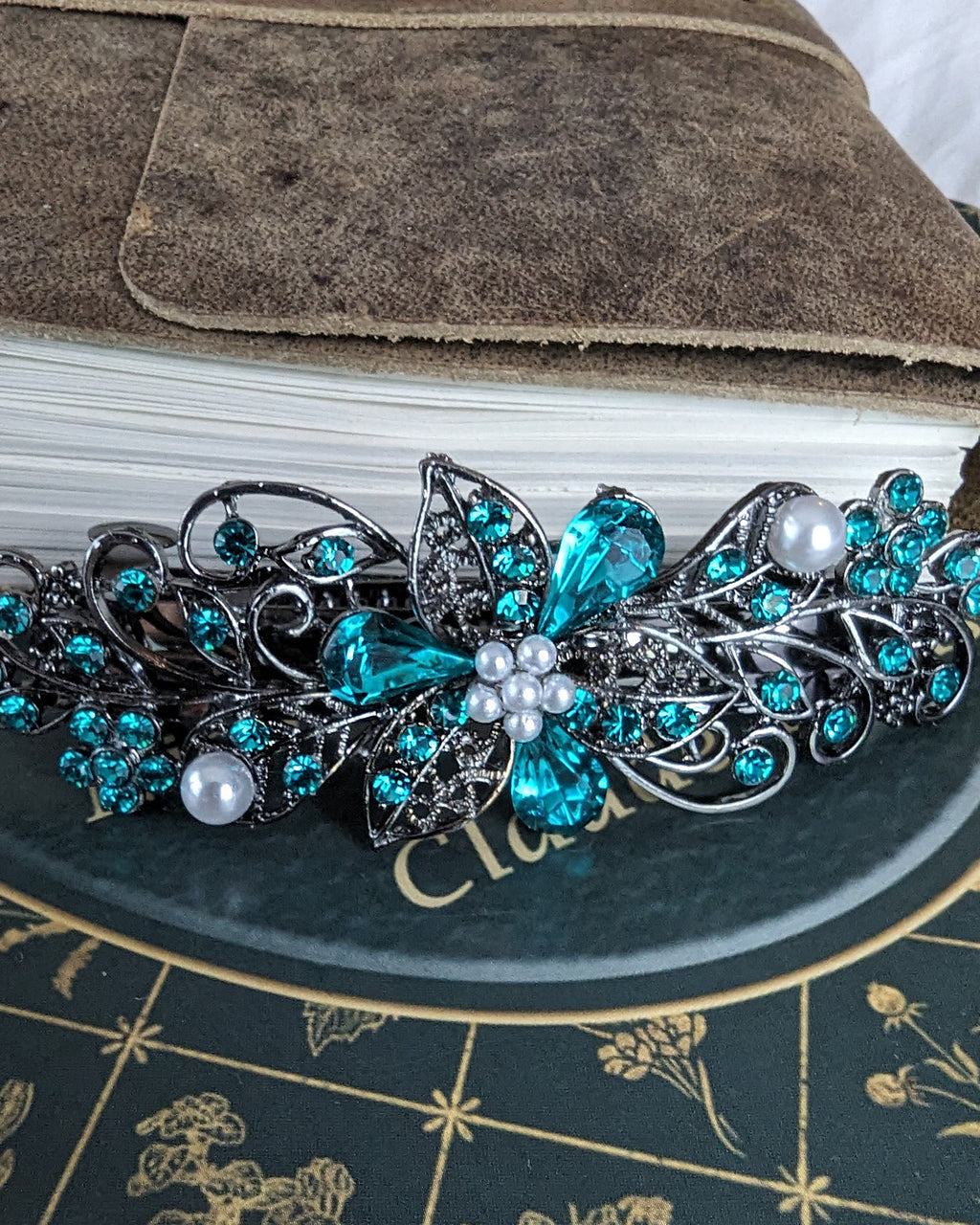High Quality Swarovski Teal (Blue Zircon) Floral Crystal  display picture 3